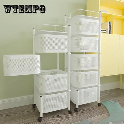 Вращающаяся полка на тележке, напольная, для спальни, детская, многослойная, съемная, для кухни, мобильный органайзер для закусок, полка для хранения в ванной комнате для дома
