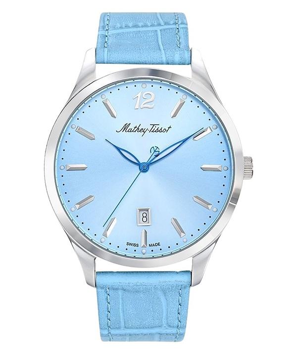 Mathey-Tissot Urban Leather Strap Blue Dial Quartz H411SKY Men's Watch