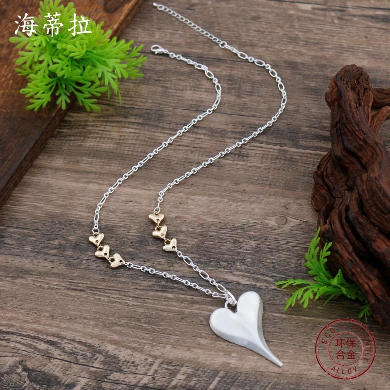 New Brushed Irregular Love Long Pendant Women's Simple High-end Heart-shaped Versatile Long Necklace