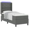 LED Boxspring Bed with Headboard Dark Grey 80 X 200 Cm Fabric