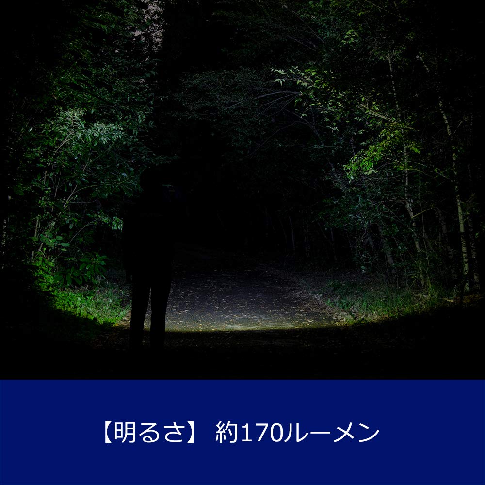 GENTOS TTR-07BK LED Flashlight [170 Lumens / 12 Hours of Operation / Dustproof / Water-Resistant] Uses Two AA Batteries, ANSI Standard