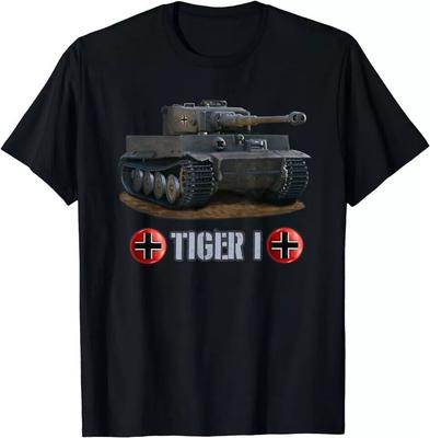 Новая футболка с принтом немецкого танка Тигр II (Tiger II) времен Второй мировой войны, S-5XL, черного цвета, унисекс