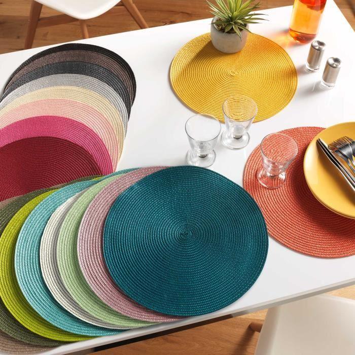 Set de table - Zebulon - Peche - Rond - 35 cm - 100% Polypropylene