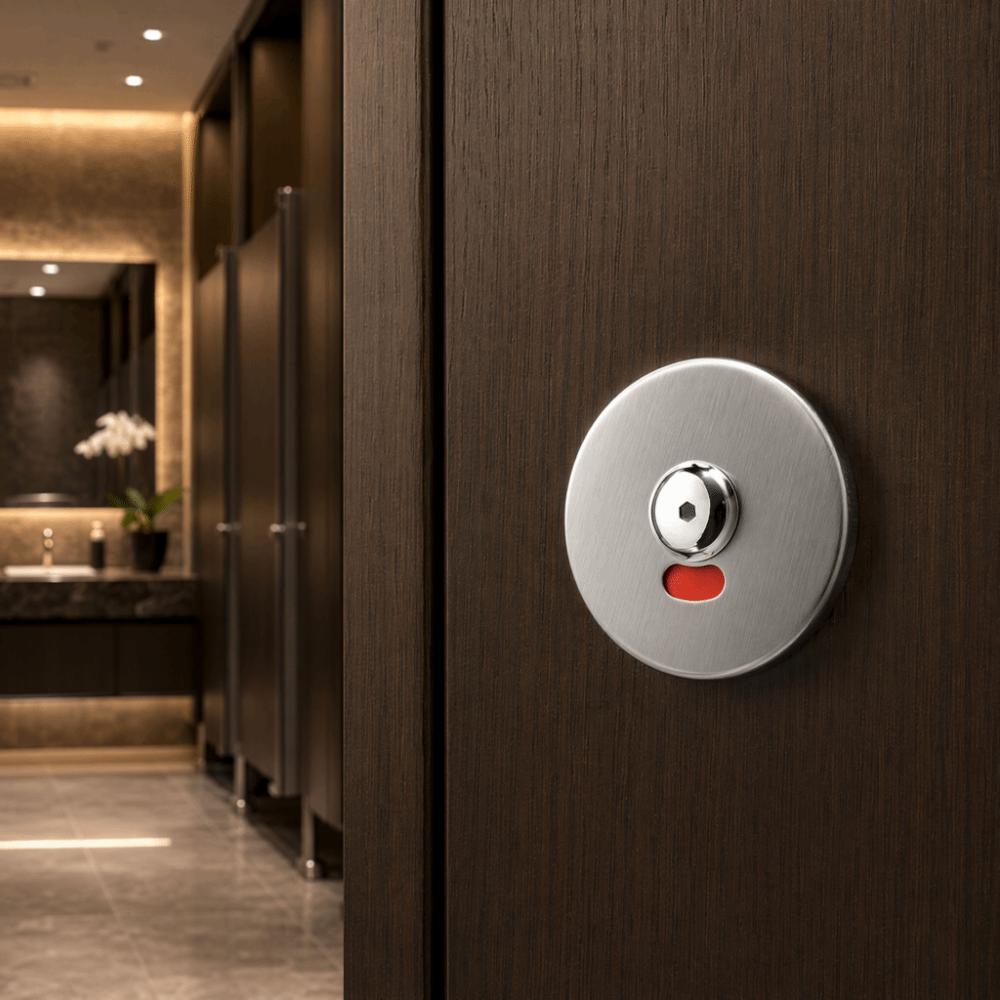 Keyless Latch Lock Silver Indicating Door Lock Durable Privacy Door Lock  Restroom
