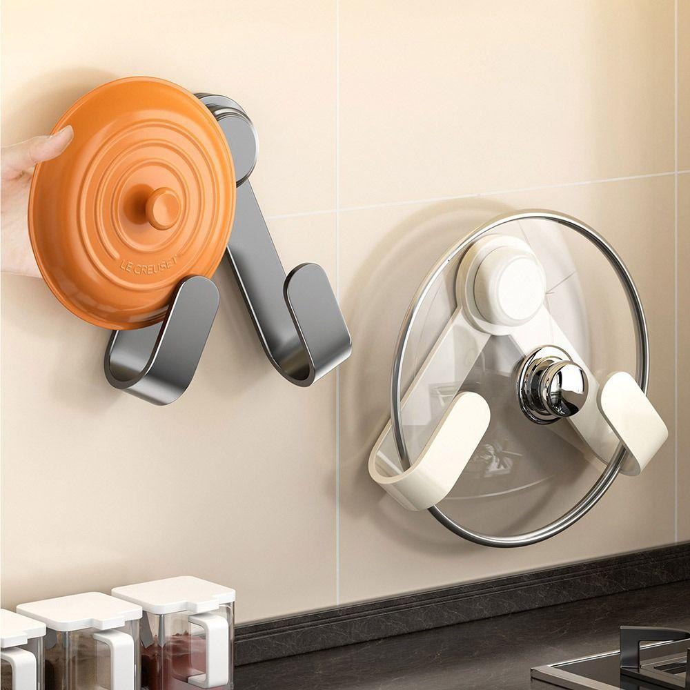 Adjustable Wall Mounted Pot Lid Rack Heavy Duty Pot Lid Holder Kitchen Storage Rack Home Use