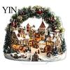 Seasonal Home Accents Christmas Village Houses Table Decoration, Snow Scene Patterns 2D Acrylic Santa Claus Hanging Decor Ornament, Decorative