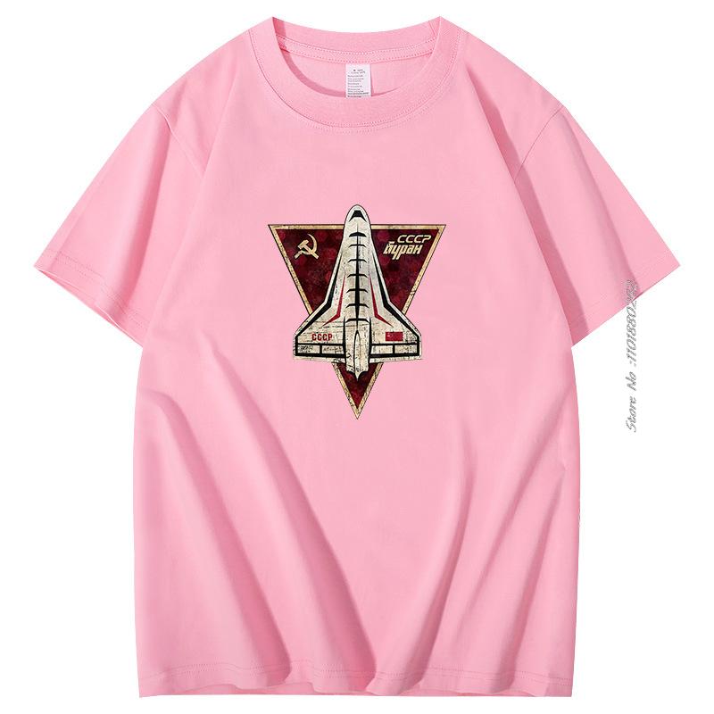 Soviet Union Ussr Spaceplane Cotton Tshirt Cccp Buran Space Shuttle Cotton Short Sleeve Tshirt Summer Harajuku Streetwear
