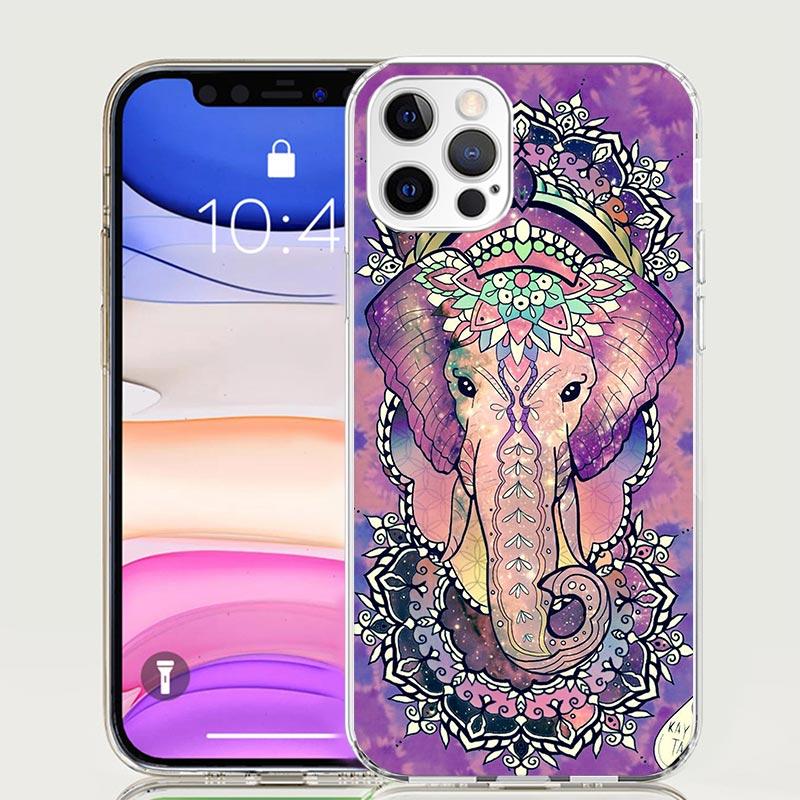 Чехол для телефона с мандалой слона в ацтекском стиле для iPhone 17 Air 16 15 Plus 11 14 Pro Max 13 Mini 12 7 8 + SE Художественный узор Индивидуальная крышка 17