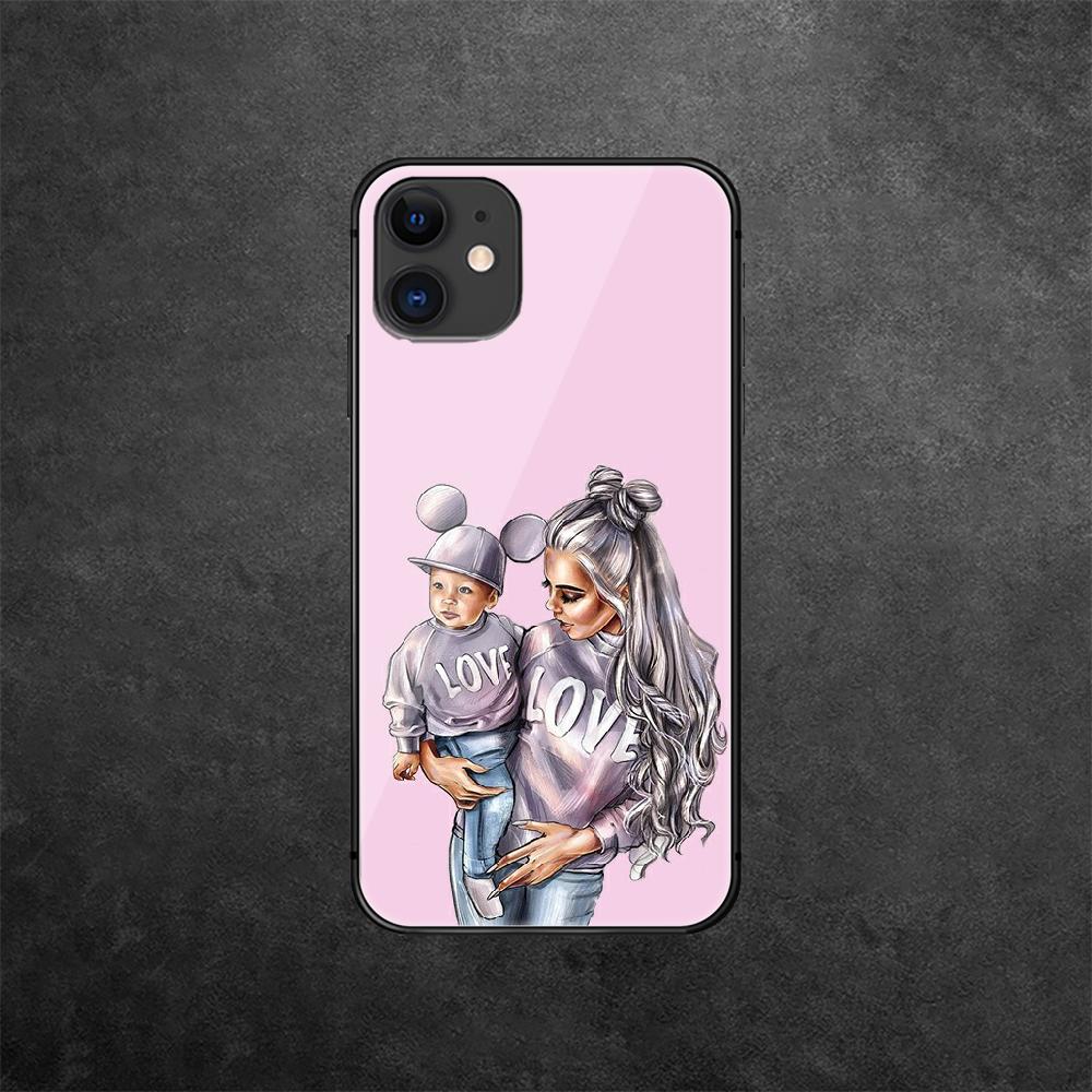 Чехол для телефона из закаленного стекла для мамы и ребенка, мамы для iPhone Samsung Galaxy OnePlus Oppo Xiaomi Redmi Note SA 7 8 9 10 11 12 13 14 20 21 22 53 Pro Max Ultra