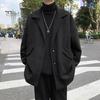 Мужское шерстяное пальто с лацканами, длинный рукав, однобортная ветровка, однотонное свободное пальто средней длины с карманами, официальная одежда
