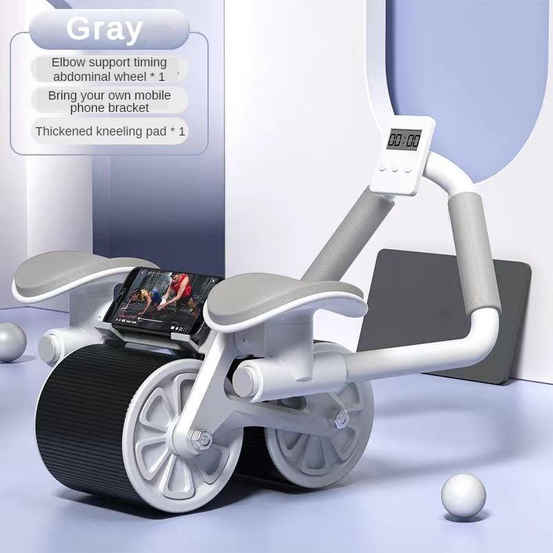 Поддержка локтя с двойным колесом Колесо для пресса Нескользящее Износостойкое Колесо для живота Серое/Синее/Оранжевое Автоматический отскок Бесшумный Тренажер для мышц живота