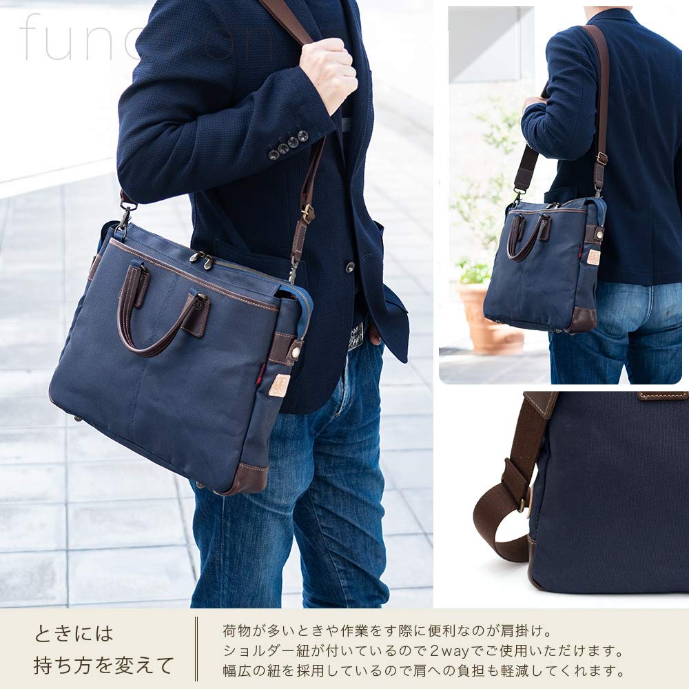 Tote Bag Business Bag Lightweight A4 Made in Japan Japanese Style Indigo Persimmon Shibu Dyed Canvas Leather Briefcase Many Pockets Toyooka Bag Day
