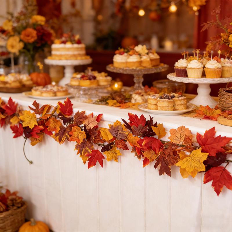 Artificial Maple Leaf Vine Fall Decoration for Thanksgiving and Halloween Wall Hanging
