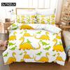 3D Digital Printing Fashion Design Cartoon Dinosaur Bedding Set, Queen Size Duvet Cover Set
