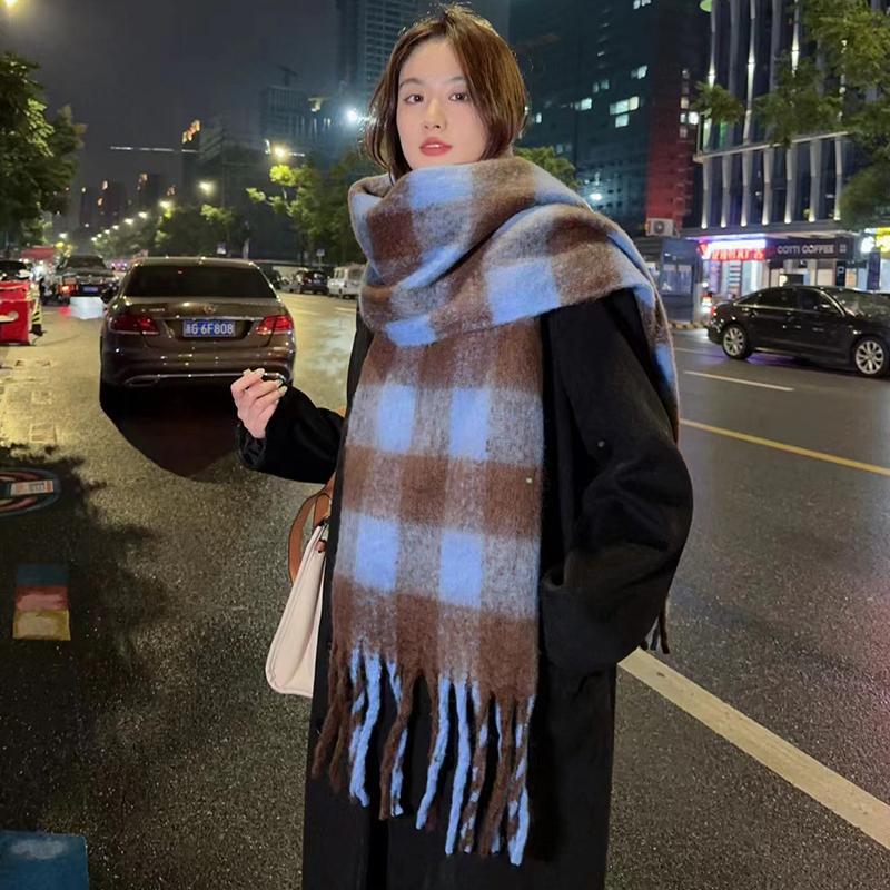 Women'S Winter Thickened Versatile Cashmere Shawl Warm Solid Color Scarf