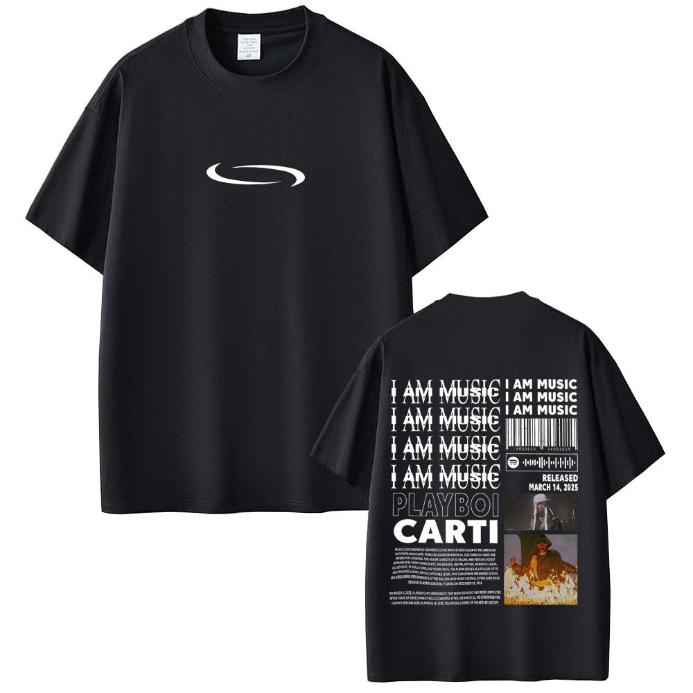 Футболка с графическим принтом обложки нового альбома рэпера Playboi Carti I Am Music, мужская повседневная винтажная футболка, мужские футболки свободного покроя в стиле хип-хоп