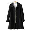 Women Jacket with Dual Pockets Lapel Solid Color Single-breasted Woolen Coat Loose Thermal Long