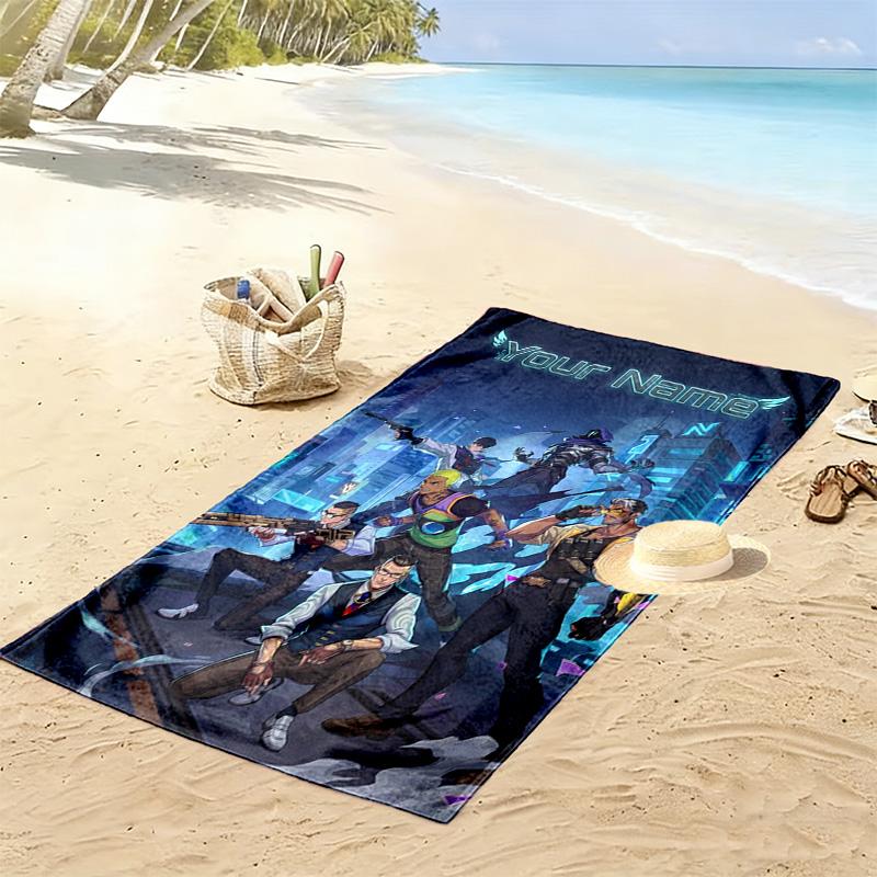 Name Custom Valorant Print Beach Towel, Large Soft Quick Dry Towel for Beach Camping Swimming