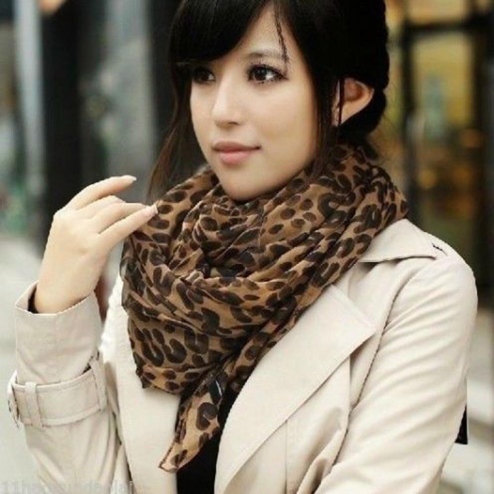 Long Ladies Fashion Leopard Scarf Wrap Chiffon Shawl