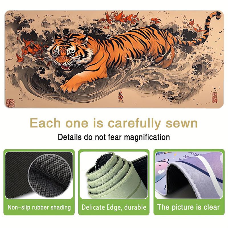 1pc Tiger Splash Waterfall Orange Black Artwork Illustration Computer Pad Mouse Pads for Desk,Gamers and Office Use 020243