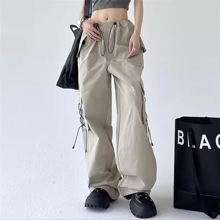 Новый осенний комбинезон-парашют цвета хаки унисекс: Свободные плиссированные брюки широкого кроя