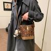 Trendy Black And Brown Color Block Bucket Bag Stylish Casual Design For Women