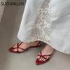 Fashion SUOJIALUN 2025 Summer New Brand Women Sandal Fashion Narrow Band Ladies Elegant Gladiator Shoes Square Low Heel Slides Shoes