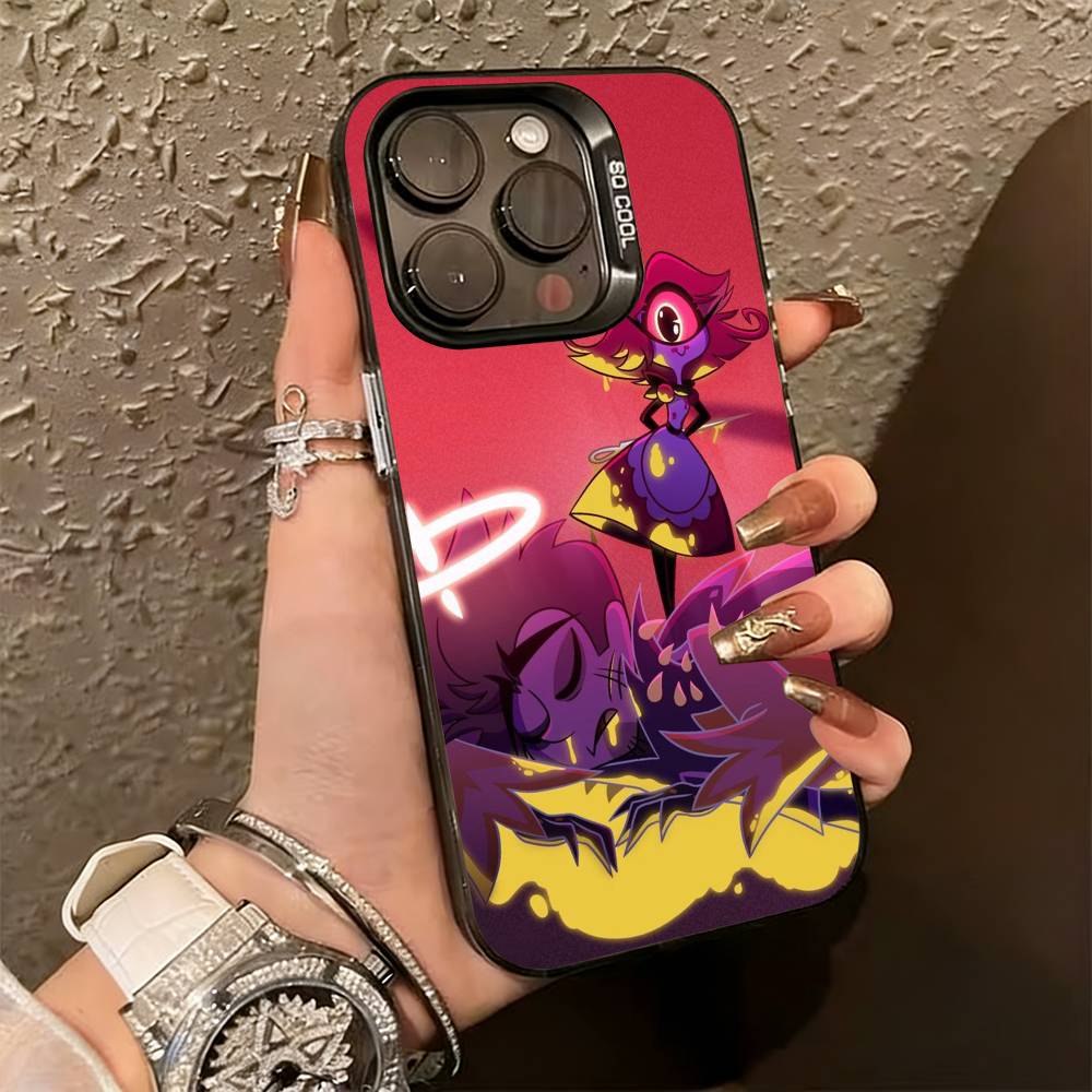 H-Hazbin Hotel N-Niffty Чехол для телефона для iPhone 17,16,15,14,13,12,11 Plus,Pro Max,XS,Цветной Серебряный Внутренний Чехол