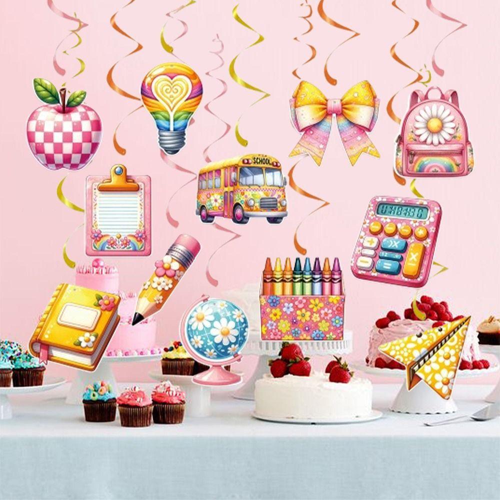 Бумажный спиральный баннер «Снова в школу» Красочный «Добро пожаловать» Подвесной флаг Класс Детский сад