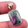 Подарочный двухцветный кулон Ruby In Zoisite из стерлингового серебра 925 пробы, созданный в лаборатории, 1,25 дюйма g1i07