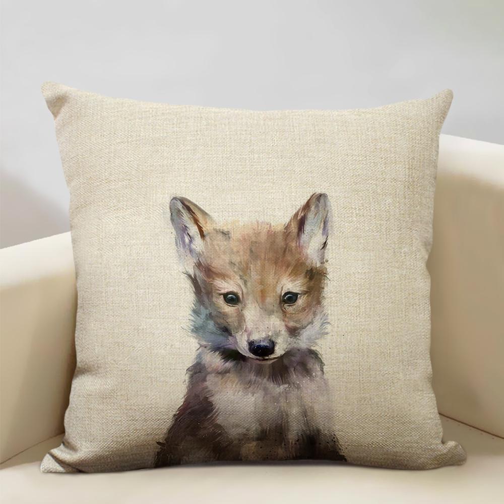 Портрет животного Медведь Лев Тигр Олень Наволочка Декор дома Льняная наволочка 45x45см Наволочка для диванной подушки Детский подарок
