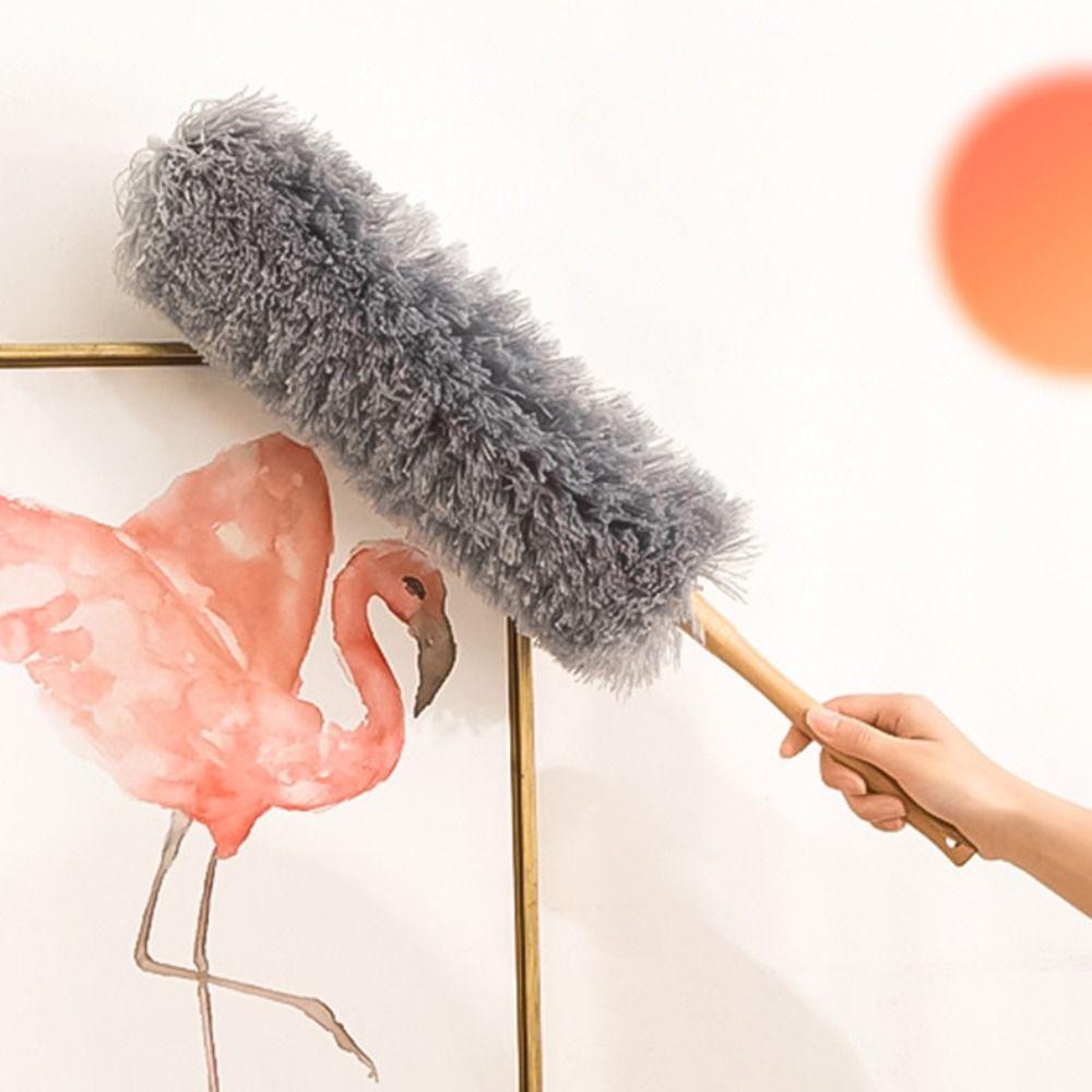 Flexible Dust Brush Wooden Handle Microfiber Duster Multi-purpose Dust Cleaner Household