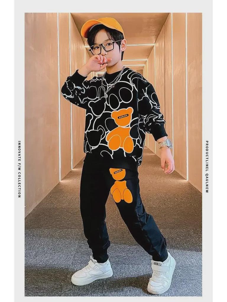 Autumn Boys' Long-Sleeve Sweatshirt & Pants Set – Trendy Children's Sportswear