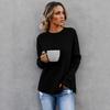 Women's Retro Versatile Knit Sweater: Front Short, Back Long, Round Neck, Long Sleeve Pullover
