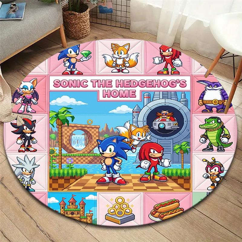 Sonic Hedgehog Round Area Rug Carpet Rug For Living Room Bedroom Sofa Playroom Decor Nonslip Floor Mat