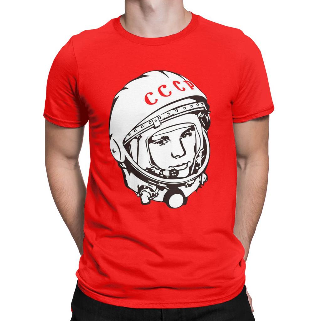 Vintage Yuri Gagarin USSR T-Shirts for Men T Shirt Cosmonaut Soviet Union Astronaut CCCP Short Sleeve Tees 4XL 5XL Clothes