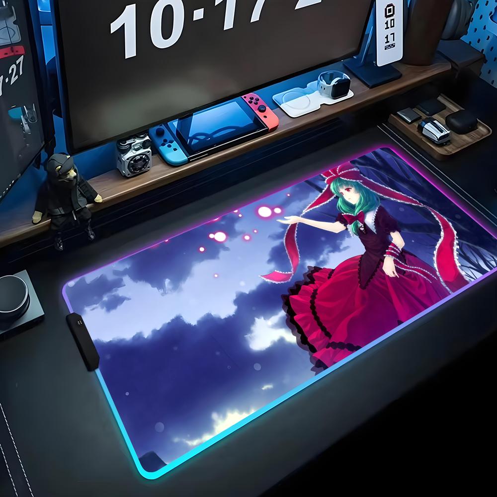 Hina Touhou Коврик для мыши RGB Игровой коврик для мыши Большой светодиодный коврик Настольный коврик для ПК Светящийся коврик для мыши Большие коврики для клавиатуры Настольный ковер с подсветкой