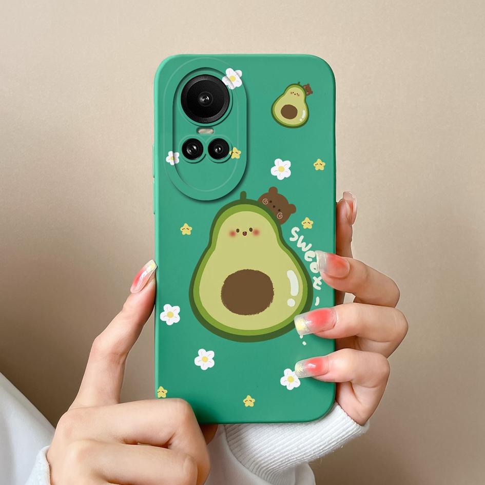 Для Oppo Reno 10 Pro 5G 7 2 3 4 5 6 8 Lite Чехол Модный дизайн Авокадо Женская сумка для телефона Мягкий силиконовый квадратный матовый противоударный чехол для бампера Oppo