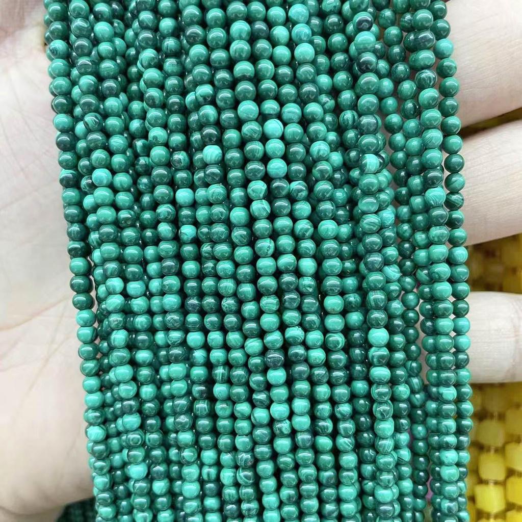 Премиальные натуральные малахитовые мелкие круглые рассыпные бусины для изготовления браслетов своими руками