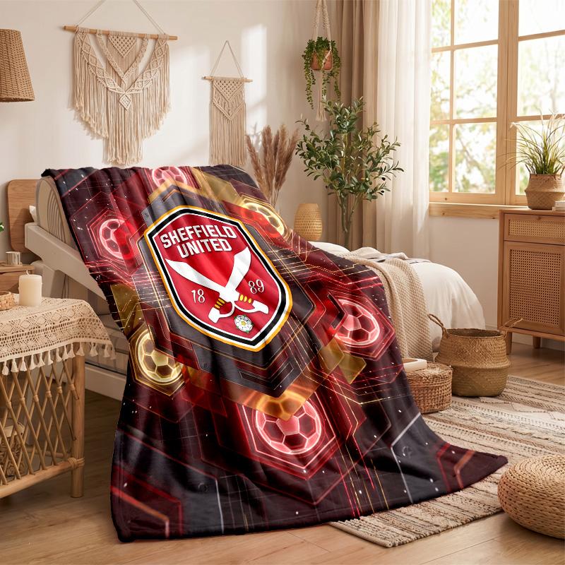 Sheffield United Football Print Flannel Blanket Soft Warm Sofa Bed Throw Blanket For Home Office Bedroom