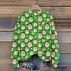 Women's Christmas Print Cardigan Long Sleeve Round Neck Knit Top