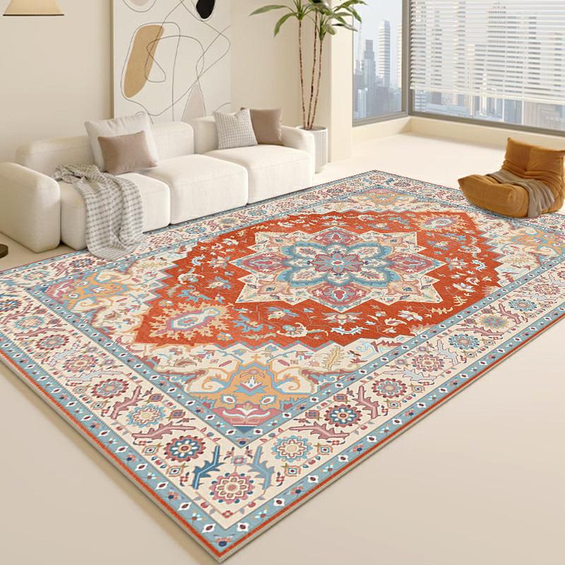 Большой моющийся винтажный шотландский тартан и пейсли - Низкий ворс, не линяет, с нескользящей резиновой основой, серый, бежевый, коричневый