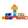 Wooden Sound Building Blocks,12 Colorful Printed Sound Blocks with Various Sounds,21 Pieces,Beech Wood,5 Different Plug-In Symbols, 20 Pieces