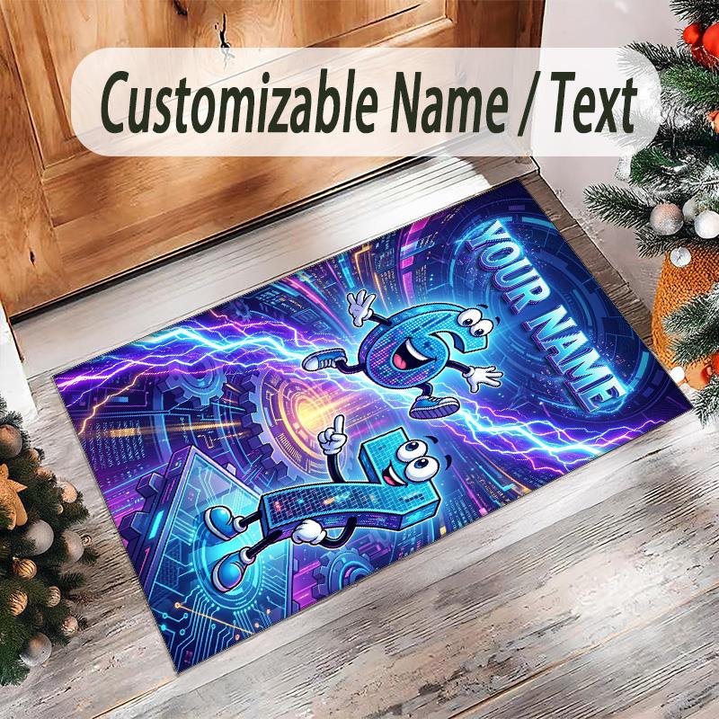 Adventure Travel Theme Crystal Velvet Rug Personalized Custom Name Text Soft Floor Mat Home Decor