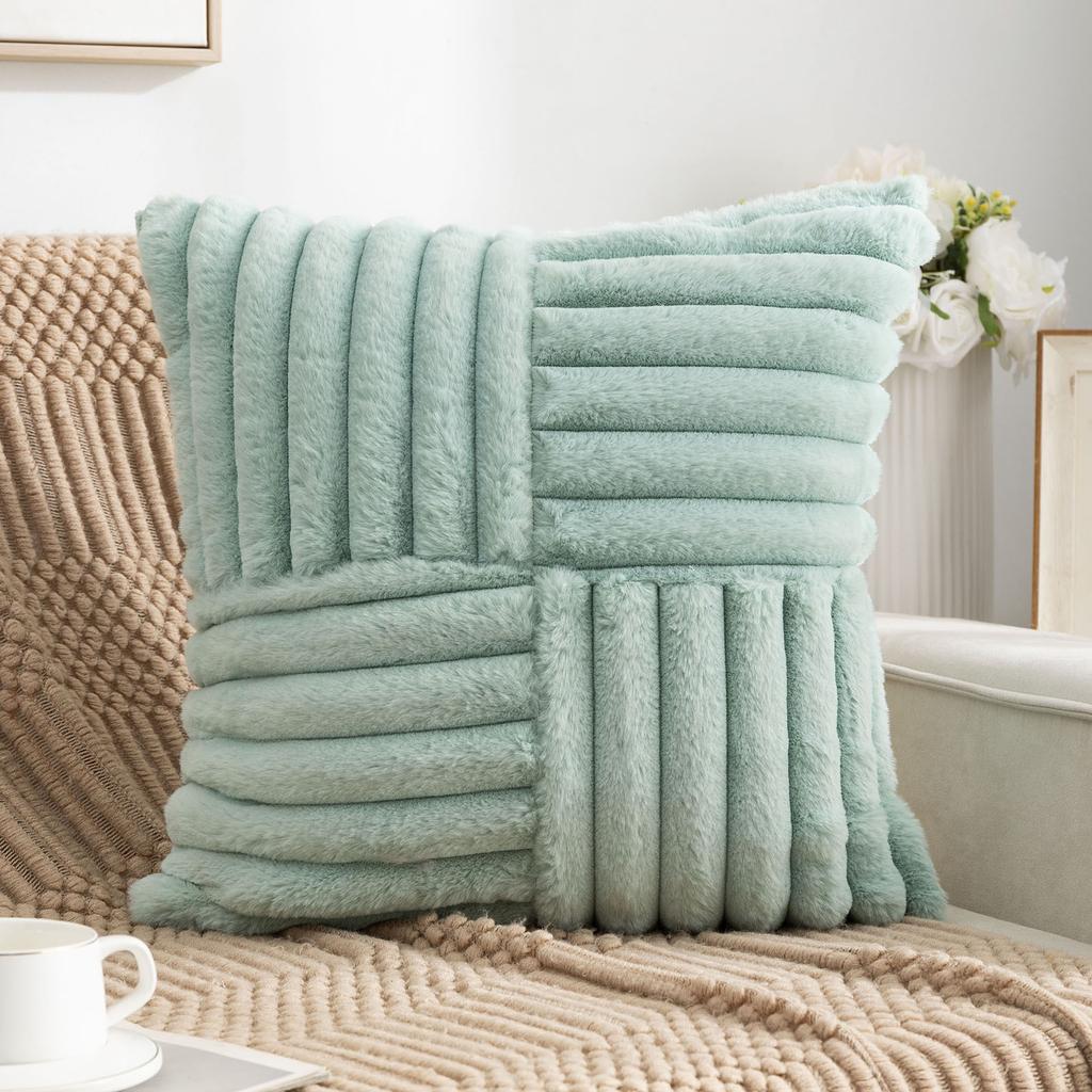 Push Pillow Case Solid Color Rabbit Hair Modern Simple Pillow Core-free Bedroom Pillow Home Living Room Sofa Cushion