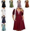 Urban Style Dress With Pockets And V Neck For Spring Casual Wear