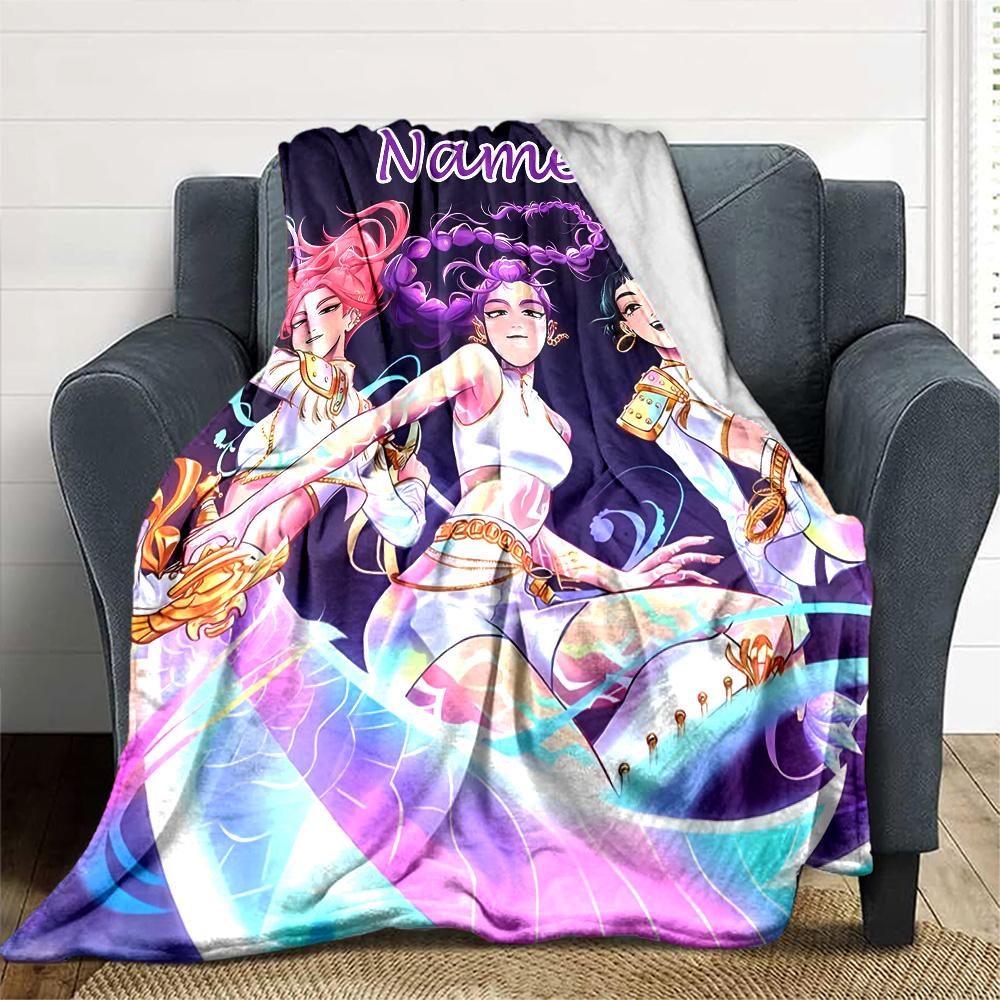 Customizable KPop Demon Hunters12 Throw Blanket – Personalized Name, All-Season Cozy Snug Blanket, Machine Washable, Personalized Blanket