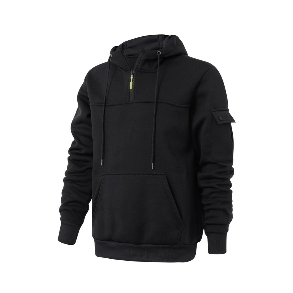 Men's Sweatshirt Hoodie Zipper Arm Pocket Cardigan Men's Sports Large Size Casual Hoodie