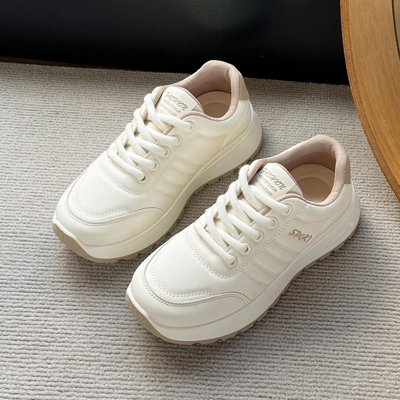Мода Мода Осень 2025 Женские Повседневные Кроссовки Кожаные Женские Кроссовки Женские Туфли на Платформе Вулканизированные Zapatillas De Mujer 962