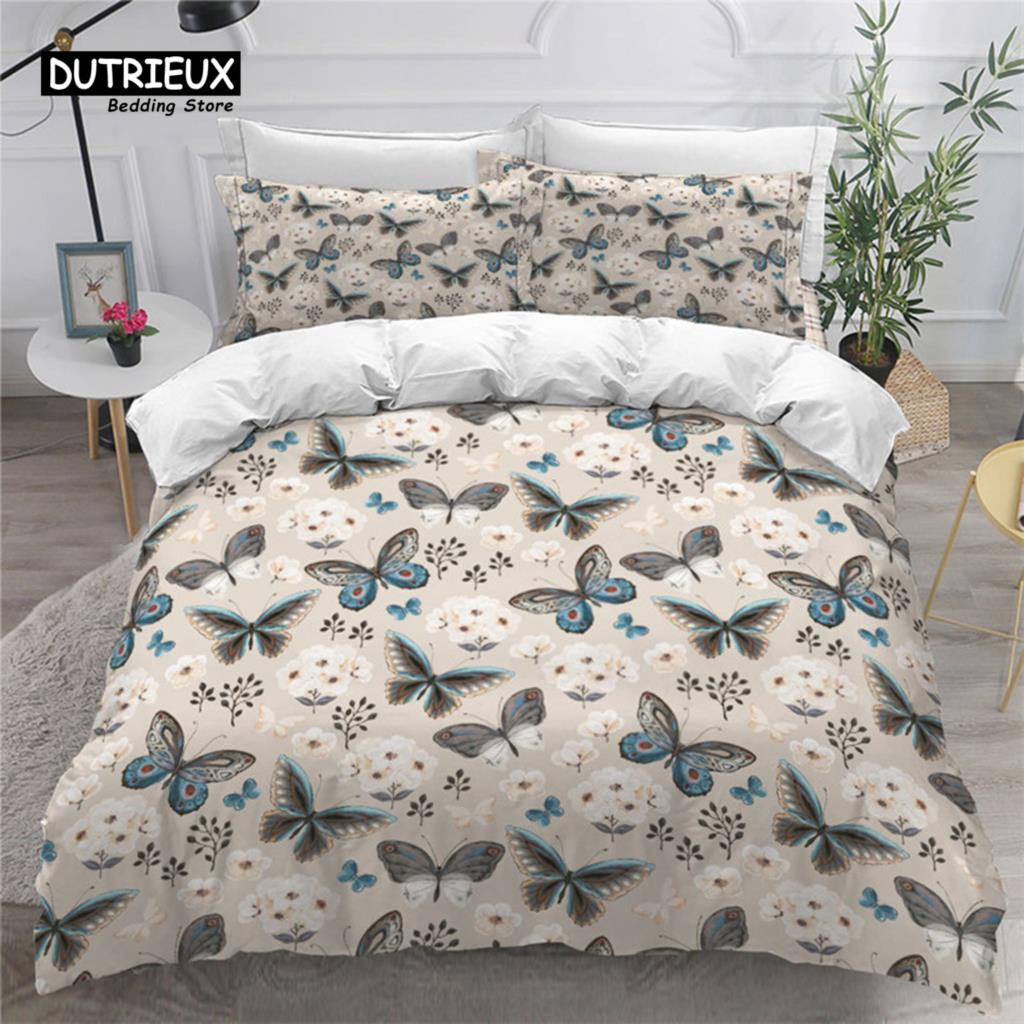 Красочные бабочки и цветочные пододеяльники комплект постельного белья с изображением бабочек размера «king size» для детей девочек пододеяльник наволочки